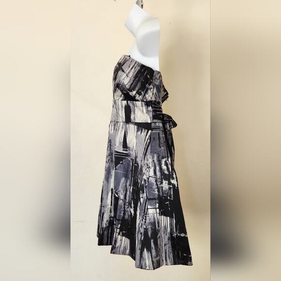 SPEECHLESS Black Gray Printed Strapless Fit and Flare Mini Dress Size 9 - Picture 3 of 11